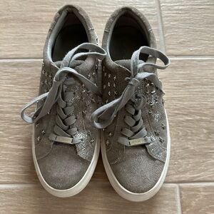 J/Slides suede star sneaker, lace up, brown, size 7.5